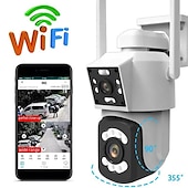 cheap Outdoor IP Network Cameras-2.4G WIFI Security CCTV Camera Dual Len Wireless IP Camera Two-Way Audio Talk Auto Tracking Waterproof Network Camera Digital Zoom Surveillance PTZ Camera