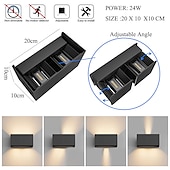 abordables luces de pared al aire libre-Lámpara LED de pared para exteriores, 12/24w, con sensor de movimiento, control de luz impermeable ip65, adecuada para baño, garaje, valla, terraza, patio, 110-240v