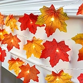 abordables Guirlandes lumineuses USB-Guirlande de lanternes en feuille d&#039;érable Guirlande de lanternes d&#039;Halloween, d&#039;automne, de Thanksgiving 6 m 40 LED 3 m 20 LED 1,5 m 10 LED Guirlande lumineuse décorative de jardin intérieur et extérieur alimentée par batterie ou USB