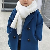 billiga Pojkars trenchcoats-Barn Pojkar Yllerock Ytterkläder Ensfärgat Rutig Långärmad Täcka Skola Mode Förtjusande Grundläggande Galler Svart Rubinrött Vår Höst 3-7 år