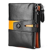 economico porta carte e custodie-Portafoglio con cerniera in pelle bovina 100% portacarte ID con blocco RFID portamonete