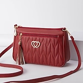 billiga Crossbodyväskor-Dam Crossbody-väska Axelväska Hoboväska PU läder Utomhus Dagligen Helgdag Knappar Tofs Dragkedja Stor kapacitet Vattentät Lättvikt Ensfärgat Quiltad ArmyGreen Gulbrun Rödbrun röd