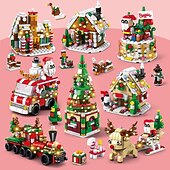 economico i migliori regali di natale-celebrità di internet natale piccoli blocchi di particelle per bambini e bambine piccolo regalo combinazione puzzle giocattolo compatibile decorazioni per regali di natale