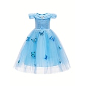 economico Costumi per bambine-Regina delle nevi Gelido Principessa Elsa Abito da damigella Costume per festa a tema Abiti in tulle Cosplay for Ragazze Bambini Natale Carnevale Mascherata Matrimonio Ospite di nozze
