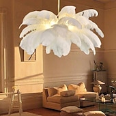 cheap Island Lights-LED Pendant Light Chandelier Gorgeous Extra Large 90cm Ostrich Feather Bouquet Pendant Light Romantic Mounted Lighting Fixture for Restaurant Bedroom Chain NOT Adjustable 110-240V