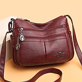 olcso Keresztpántos táskák-női műbőr crossbody táska - több zsebes vállas kézitáska cipzárral a mindennapi alkalmi használatra