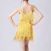 abordables Vestidos de Práctica-Baile Latino Vestido Borla Color Puro Corte Mujer Rendimiento Entrenamiento Sin Mangas Cintura Alta Poliéster