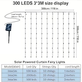 economico Striscie luci ad energia solare-3M Fili luminosi 100/200/300 LED EL Bianco caldo Luce fredda Multicolore Luci per finestre / tende / ghiacciolo Halloween Solare Matrimonio Ad energia solare