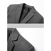 abordables Blazers Clásicos para Hombres-Hombre chaqueta Negocio Fiesta de Boda Moda Casual Invierno Primavera &amp; Otoño Mezcla de Lana Plano Bolsillo Casual / Diario Botonadura Simple Chaqueta de sport Negro Burdeos Azul Marino Gris
