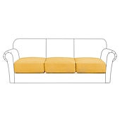 abordables Housse de fauteuil et d&#039;accoudoir de canapé-canapé extensible housse de coussin housse élastique canapé fauteuil causeuse 4 ou 3 places gris uni solide doux durable lavable