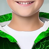 billiga Pojkens 3D Vision &amp; Geometri-Pojkar 3D Grafisk Huvtröja Kappa Ytterkläder Långärmad 3D-tryck Höst Vinter Mode Streetwear Häftig Barn 3-12 år Utomhus Ledigt Dagligen Normal