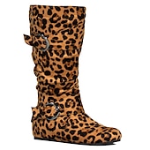 levne Slouch Boots-dámské široké boty do lýtek se skrytou kapsou – pohodlný široký šířkový štíhlý design s akcenty na přezku