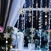 baratos Acessórios para Árvores-10 peças de enfeites de natal de cristal para decorações de árvores - enfeites de pingente de floco de neve de acrílico pendurados com pingentes de gota para decorações de cristais de lustre do país das maravilhas do inverno suprimentos