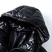 billiga Herrdunjackor och -parkas-Herr Vinterjacka Dun Pufferjacka Hoodiejacka Huva Vitt anddun Utomhus Sport Helgen Normal Elegant och modernt Varm Fritid Vinter Slät Svart Rubinrött Pufferjacka