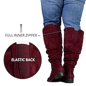 abordables Bottes-Femme Bottes Bottes mollet larges Chaussures en daim Bottes souples Extérieur du quotidien Couleur unie Bottes mi-mollet Hiver Fermeture Talon Plat Bout rond Décontractées Confort Minimalisme Daim