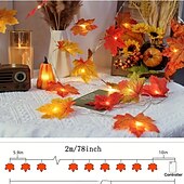 abordables Guirlandes lumineuses USB-Guirlande de lanternes en feuille d&#039;érable Guirlande de lanternes d&#039;Halloween, d&#039;automne, de Thanksgiving 6 m 40 LED 3 m 20 LED 1,5 m 10 LED Guirlande lumineuse décorative de jardin intérieur et extérieur alimentée par batterie ou USB