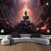 cheap Boho Tapestry-L.T.HOME Buddha Bohemian Hanging Tapestry Wall Art Large Tapestry Mural Decor Photograph Backdrop Blanket Curtain Home Bedroom Living Room Decoration Lotus