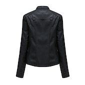 abordables Vestes en simili cuir-Veste en simili cuir pour femme veste de motard automne imperméable coupe-vent manteau hiver fermeture éclair revers vêtements d&#039;extérieur modernes à manches longues vacances causales