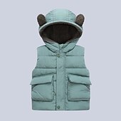 billiga Boy&amp;#39;s Downs &amp;amp; Pufferjacka-Småbarn Pojkar Pufferjacka Ytterkläder Ensfärgat Ärmlös Täcka Utomhus Häftig Förtjusande Dagligen Svart Grön Beige Höst Vinter 3-7 år