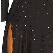 economico abito da competizione-Balli latino-americani Abito Perline Nappa A fantasia Per donna Prestazioni Addestramento Manica lunga Chinlon Retato Elastene