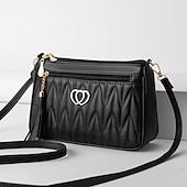 billiga Crossbodyväskor-Dam Crossbody-väska Axelväska Hoboväska PU läder Utomhus Dagligen Helgdag Knappar Tofs Dragkedja Stor kapacitet Vattentät Lättvikt Ensfärgat Quiltad ArmyGreen Gulbrun Rödbrun röd