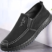 Men's Loafers & Slip-Ons Casual Shoes Slip-on Sneakers Comfort Shoes Casual Daily Canvas Breathable Comfortable Slip Resistant Loafer Black Blue Spring Fall 8