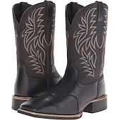 levne Cowboy &amp; Western Boots-pánské dvoubarevné westernové kovbojské boty z umělé kůže – klasický vyšívaný design, odolná konstrukce, perfektní na ježdění, outdoor a běžné nošení