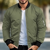 ieftine Jachetă sport-Bărbați Jacheta de Bombardier Palton Sport Jacheta Varsity În aer liber Sport Cald Buzunar Toamnă Iarnă Simplu Modă Șic Stradă Guler de stand Regulat Albastru ocean Roșu Trifoi Kaki Jachete