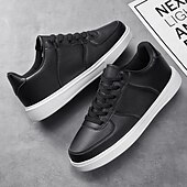 billiga Herrsneakers-Herr Sneakers Kontor / Business Vita skor Promenad Ledigt Dagligen Läder Bekväm Korta stövlar / ankelstövlar Loafers Svart Vit Vår Höst