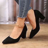 levne Block Heels-elegantní růžové semišové lodičky na podpatku – klasické vysoké podpatky se špičatou špičkou pro ženy, ideální do kanceláře, na večírky a formální události