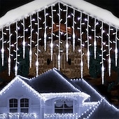 abordables Guirlandes lumineuses à brancher-Lumière de Noël LED rideau glaçon fée guirlande lumineuse 3.5 m 96 LED flexible lumière de Noël pour cour garden party patio décor éclairage coloré ue us au royaume-uni plug