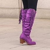 levne Cowboy &amp; Western Boots-dámské retro třásňové semišové kozačky ve westernovém stylu - hnědé kozačky na podpatku do půl lýtek pro ležérní a boho outfity