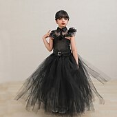 levne Klasický horor-Středa Addams předvečer Všech svatých Šaty Cosplay kostým Sukénka cosplay Dětské Dívčí Karneval Plesová maškaráda Mardi Gras Výkon Párty předvečer Všech svatých Jednoduché Halloweenské kostýmy