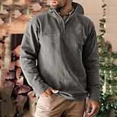 economico felpe con cappuccio da uomo di base-Per uomo Felpa con cappuccio Nero Blu marino Marrone Grigio Con cappuccio Liscio Sportivo Giornaliero Per eventi Streetwear Fantastico Informale Primavera &amp; Autunno Abbigliamento Felpe con cappuccio