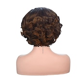 voordelige oudere pruik-Synthetische pruiken Gekruld Asymmetrisch kapsel Machinegemaakt Pruik Kort A1 A2 A3 A5 A6 Synthetisch haar Dames Cosplay Zacht Feest Zwart Bruin Donkerbruin
