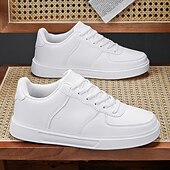 billiga Herrsneakers-Herr Sneakers Kontor / Business Vita skor Promenad Ledigt Dagligen Läder Bekväm Korta stövlar / ankelstövlar Loafers Svart Vit Vår Höst