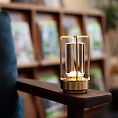 baratos Candeeiros de mesa-Candeeiro de mesa recarregável sem fio LED retro bar lâmpadas de mesa de metal toque dimmer luz noturna tri-cores para restaurante quarto bar hotel luzes de decoração de casa