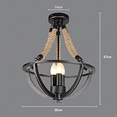 billige Taklamper-tak pendel lys lysekrone moderne rustikk hamptau jern kurv semi flush mount tak lys metall kjøkken bar restaurant dekorasjon pendel lys lysekrone 4light e14 stearinlys 110-240v