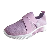 abordables Zapatillas de mujer-Mujer Zapatillas de deporte Slip-Ons Zapatos blancos Tallas Grandes Zapatos Flyknit Exterior Diario Tacón Plano Dedo redondo Deportivo Casual Minimalismo Zapatos para correr Flying Weaving Mocasín