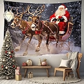billige hengende juleteppe-juledekorasjoner nisse slede hengende billedvev veggkunst jul stor billedvev veggmaleri dekor fotografi bakteppe teppe gardin hjem soverom stue dekorasjon