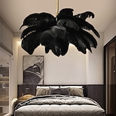 cheap Island Lights-LED Pendant Light Chandelier Gorgeous Extra Large 90cm Ostrich Feather Bouquet Pendant Light Romantic Mounted Lighting Fixture for Restaurant Bedroom Chain NOT Adjustable 110-240V