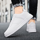 billiga Herrsneakers-Herr Sneakers Kontor / Business Vita skor Promenad Ledigt Dagligen Läder Bekväm Korta stövlar / ankelstövlar Loafers Svart Vit Vår Höst