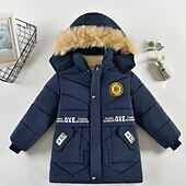 billiga Boy&amp;#39;s Downs &amp;amp; Pufferjacka-Barn Pojkar Ner Ytterkläder Ensfärgat Långärmad Täcka Utomhus Häftig Förtjusande Dagligen Svart Blå Brun Vinter 3-7 år