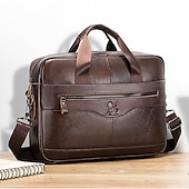 economico Borselli da uomo-valigetta in pelle marrone premium: elegante borsa per laptop da lavoro con tasche multiple, resistente per uso professionale e viaggi