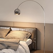 preiswerte LED-Stehlampe-Stehleuchte, Stehleuchte, Bogen-Stehleuchte, Lese-Stehleuchte, Stahl/Nickel matt, satiniert, verstellbar, Grande Edelstahl, 110–240 V