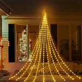 abordables Alimentado por USB-luces de hadas del árbol de la cascada 180 leds luz de la cascada del árbol de navidad 9 gotas 78,74 pulgadas luz de guirnalda al aire libre enchufe usb 8 modos cortina de ventana luz de carámbano