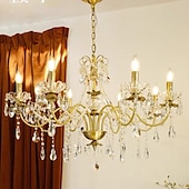 abordables Lustres style bougie-lustre led plafonnier en cristal 6/8 tête k9 cristal conception unique lumières encastrées en acier inoxydable led style nordique lustres de style bougie 110-120v 220-240v