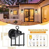abordables luces de pared al aire libre-Aplique de pared LED, accesorio de iluminación, aplique de pared antiguo, linterna externa impermeable ip65, linterna de vidrio de aluminio a prueba de herrumbre, lámpara de pared, linterna, patio,