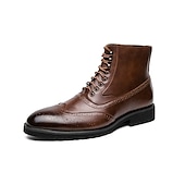 levne Dámské boty-pánské boty z umělé kůže a kostkované brogue, šněrovací kotníkové boty ve vintage stylu s detaily na konci křídel pro formální i běžné nošení