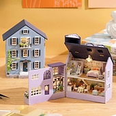 abordables Jeux, puzzles et jouets de construction-Cabane DIY Manoir Molan - Manoir du bonheur en bois Fait main et auto-fabriqué Multi-niveaux Cadeaux Cadeau de Noël pour filles
